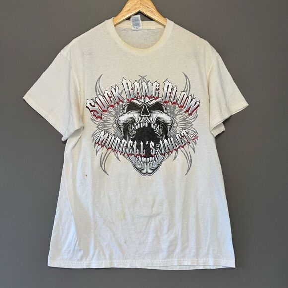 Suck Bang Blow Motorcycle T-Shirt Skull Graphic Size Large Grunge Emo Style - Picture 2 of 16
